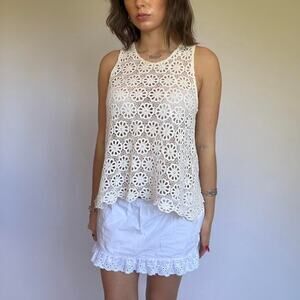 Pins And Needles Cream Crotchet Tank Top
